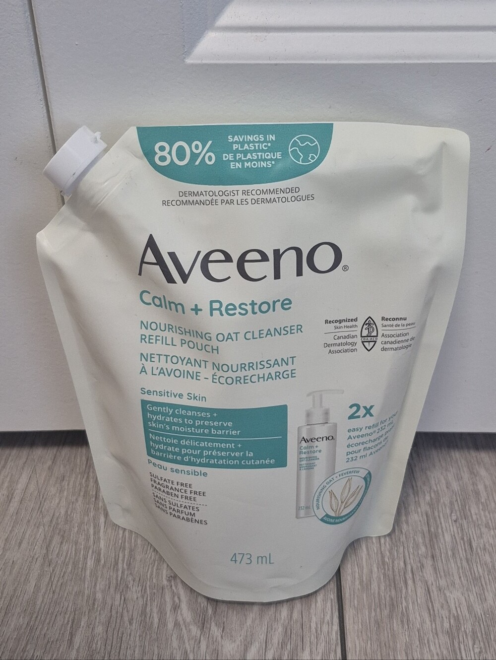 Aveeno Calm + Restore Nourishing Oat Cleanser Facial Face Wash Refill, 16 oz